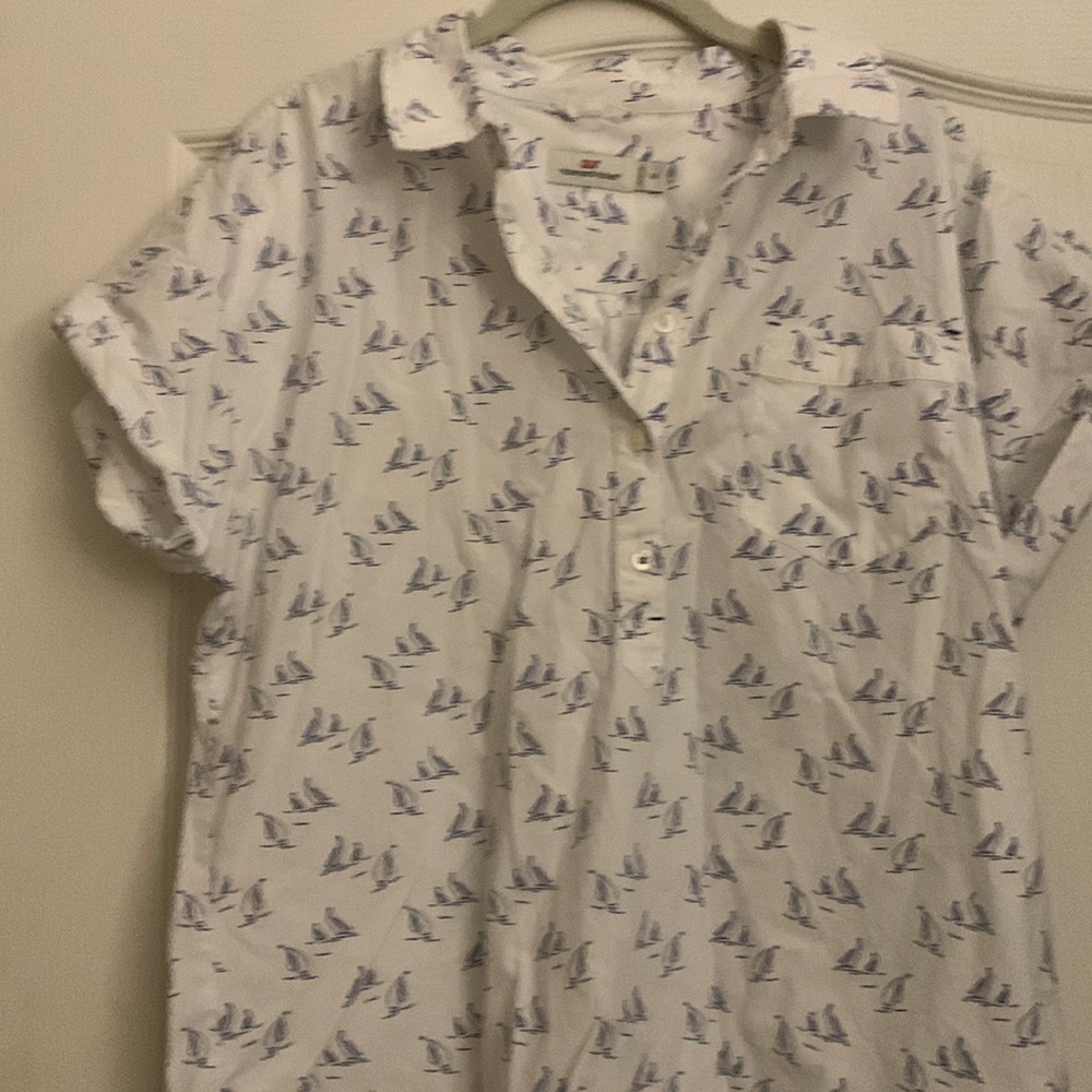 Vineyard Vines - 1/2 Button Down Sailboat Shirt with Front Pocket - Size 14